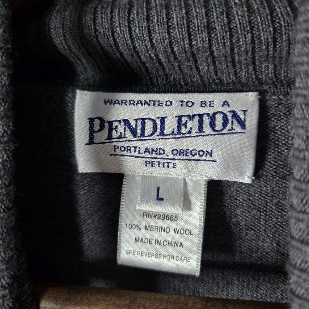 Pendleton Merino Wool Cropped Turtleneck Sweater Large Petite Minimalist - Picture 3 of 5